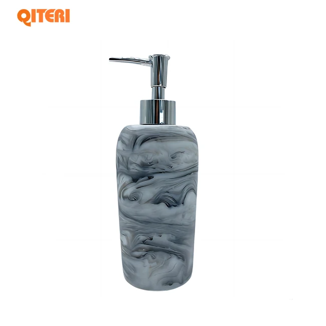 Factory Manufacturer Luxury  Marble Polyresin Bathroom Liquid Soap Dispenser Bottle
