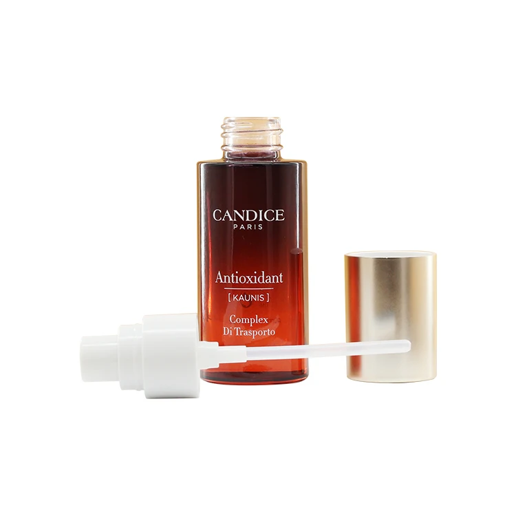  Custom Color Luxury 40ml Press Pump Essence Glass Bottle Foe Cosmetic