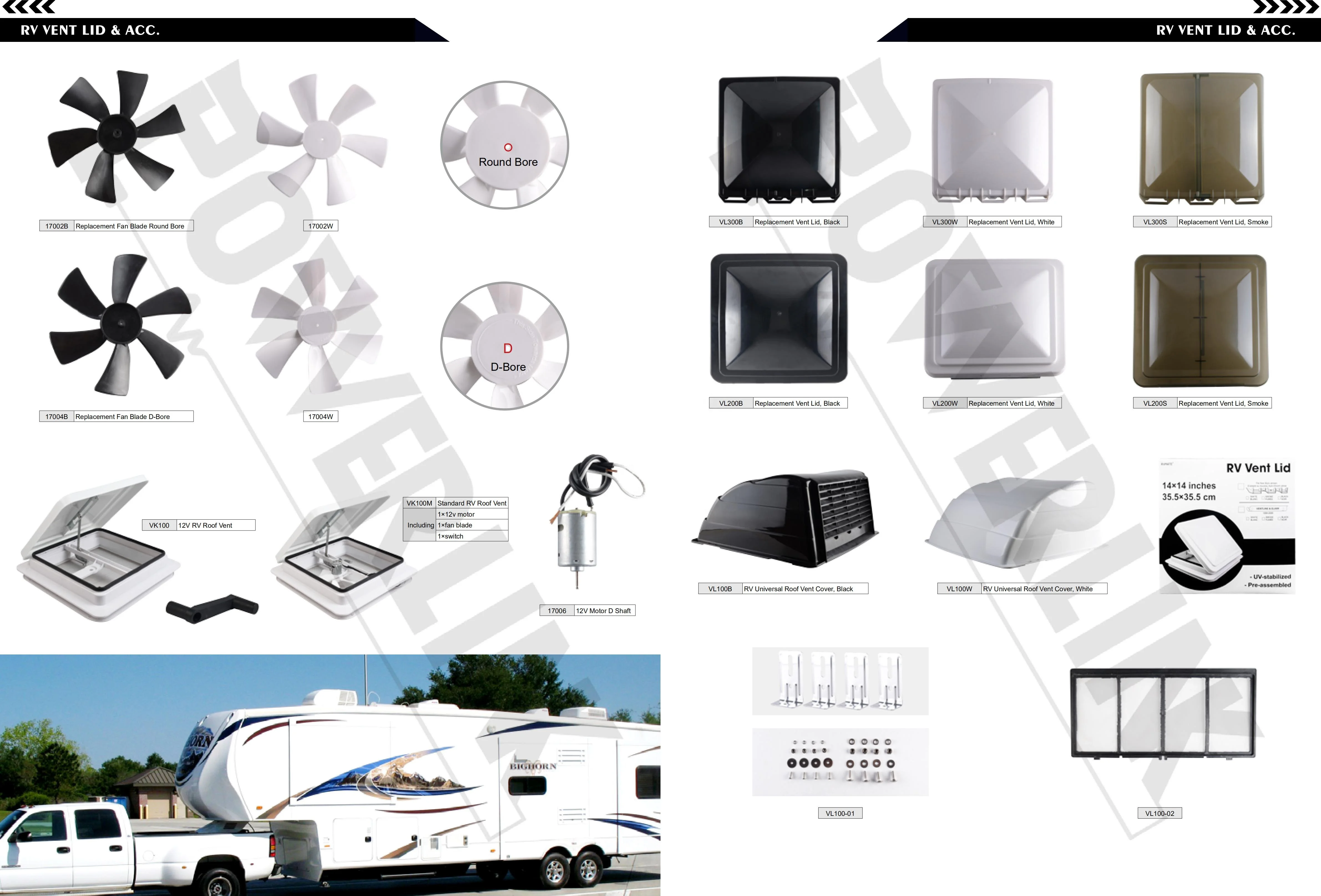 VK100M RV roof vent fan with motor 350x350mm 14inches RV skylight fan Camper Caravan skylight vent fan