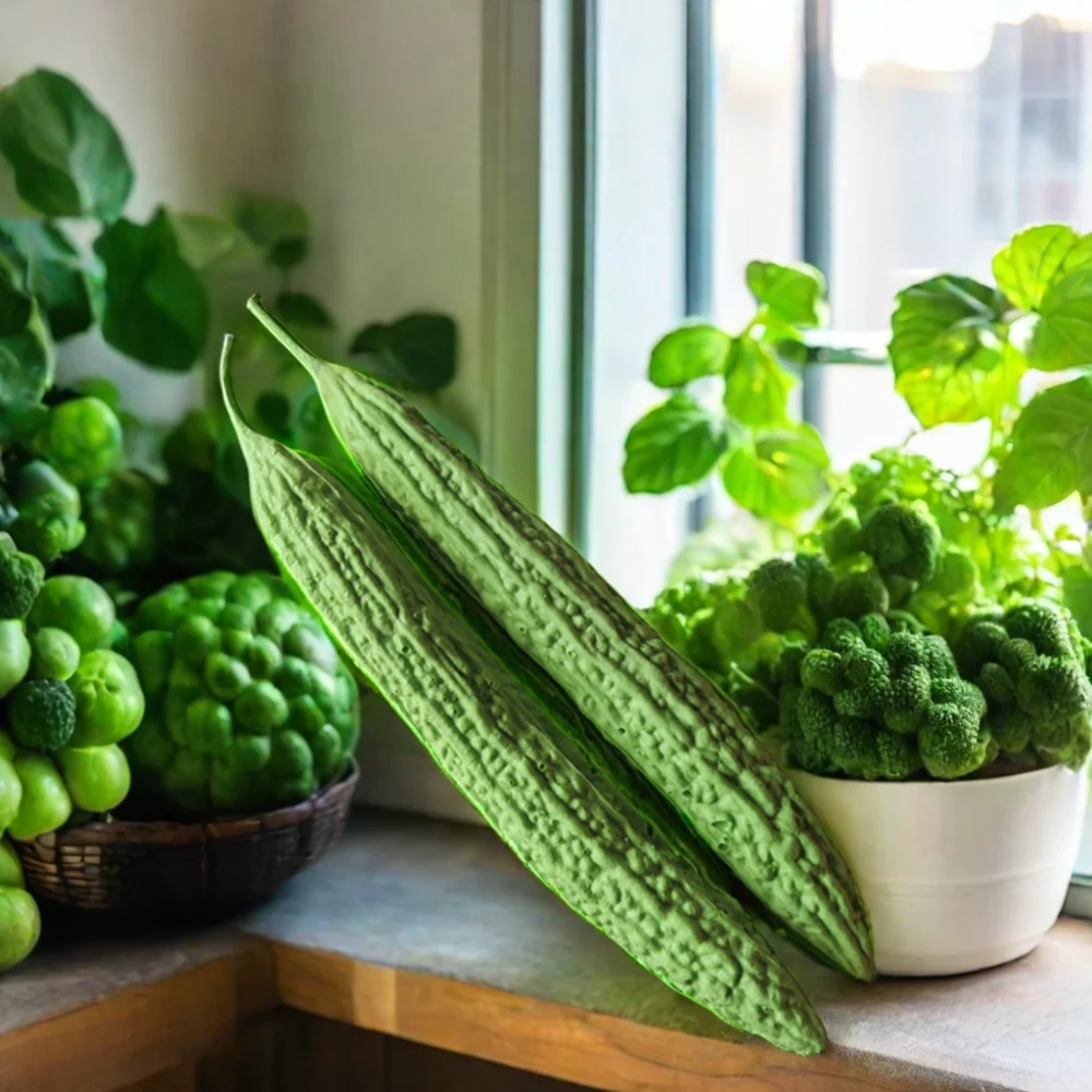 High end simulation of bitter gourd PU artificial vegetable display, advanced art model decoration props