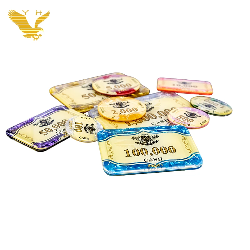 YH Custom Printed Square Plastic Casino Poker Chips For Sale