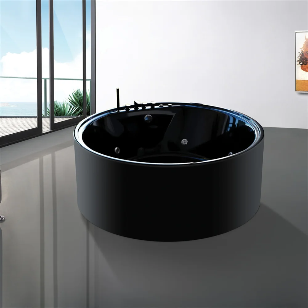 Custom Solid Acrylic  Pink Free Standing Bathtub Round Tub Freestanding Modern Factory Bath tub