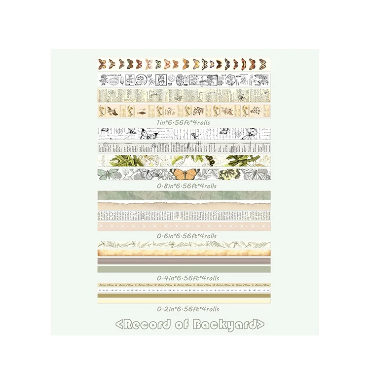 manufacturer hot selling custom size vintage design pattern Craft paper washi tape sets Masking Tape for Kraft Scrap Book DIY