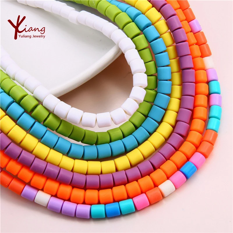 Wholesale 1 string  rainbow mixed   bucket polymer clay bracelet beads polymer clay disc 6mm jewelry making beads for kids woman