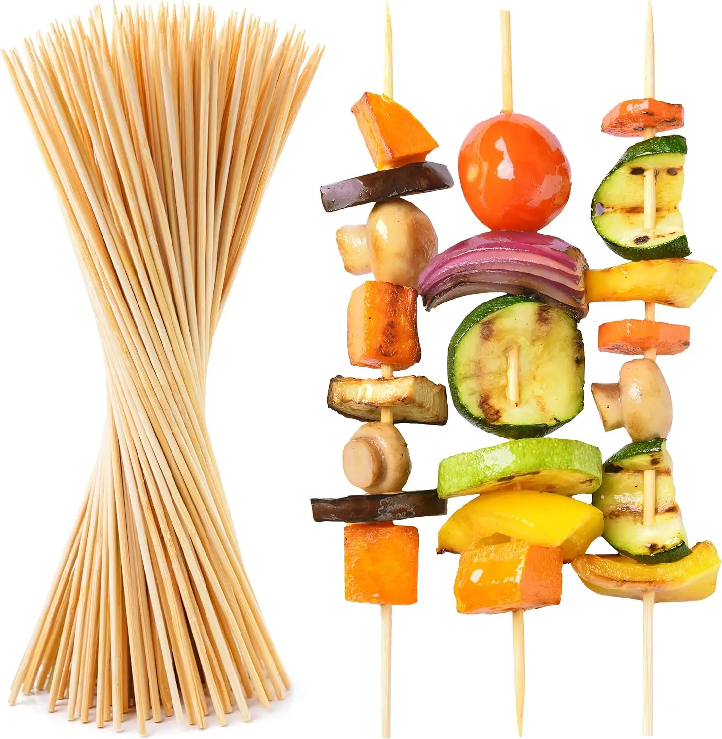 Bamboo Stick Wholesale Custom Biodegradable Bamboo Skewer Disposable Bulk round Natural Bamboo Sticks for Barbecue Natural Tools