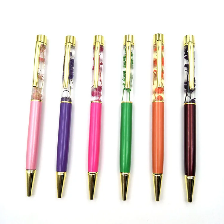 2019 Hot Sale Cheap Metal Pen DIY Ballpoint Pens Dynamic Liquid Flower Herbarium Floating Pen