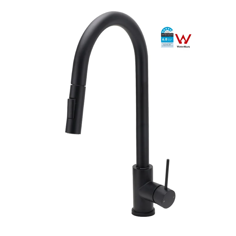 Wholesale Single Hole Pull Down Modern Kitchen Sink Faucet Tapware Australian Watermark Taps Stainless Steel Kitchen Faucets