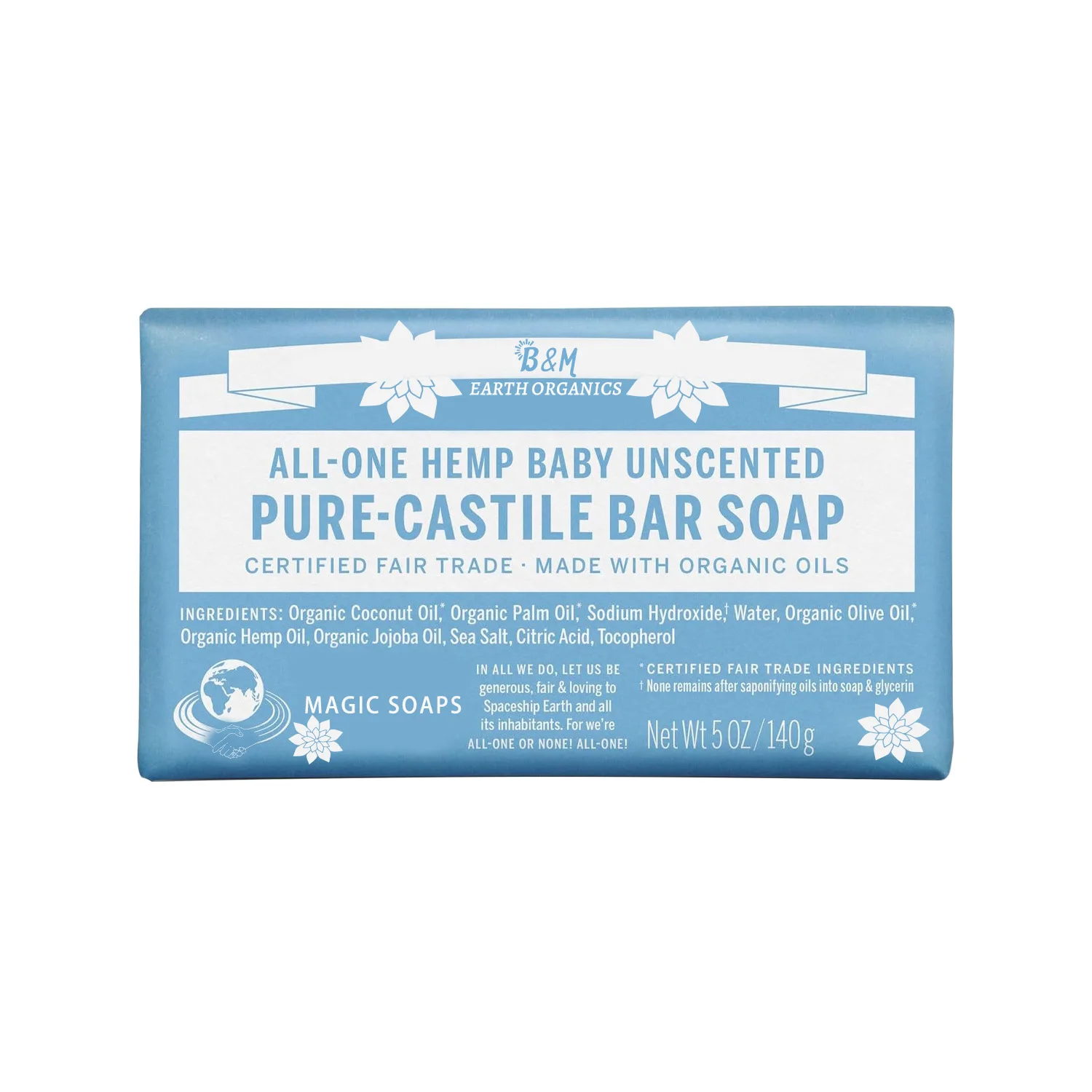 Castile Bar Soap Baby Unscented Made with Organic Oils For Face Body Hair Gentle for Sensitive Skin Babies No Added Fragrance
