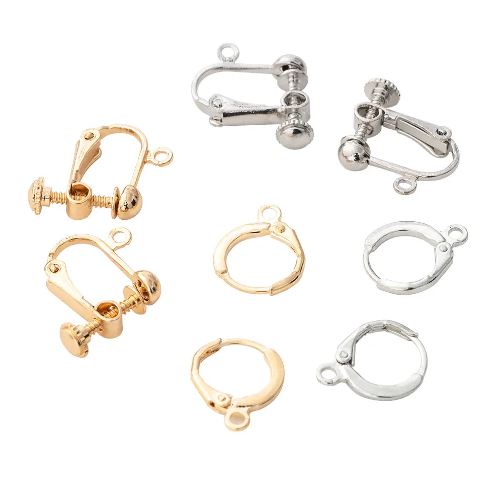 Brass Cheap Jewelry Accessories Hoops Parts Golden Screw Earring Clips earring no piercing invisible clips fashion findings