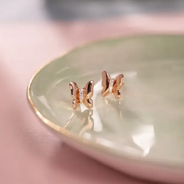 Earring Butterfly Stud Earring Slovehoony Dijes Al Por Mayor S925 Sterling Jewelry Rose Gold Plated Gioielli Argento 925 Aretes