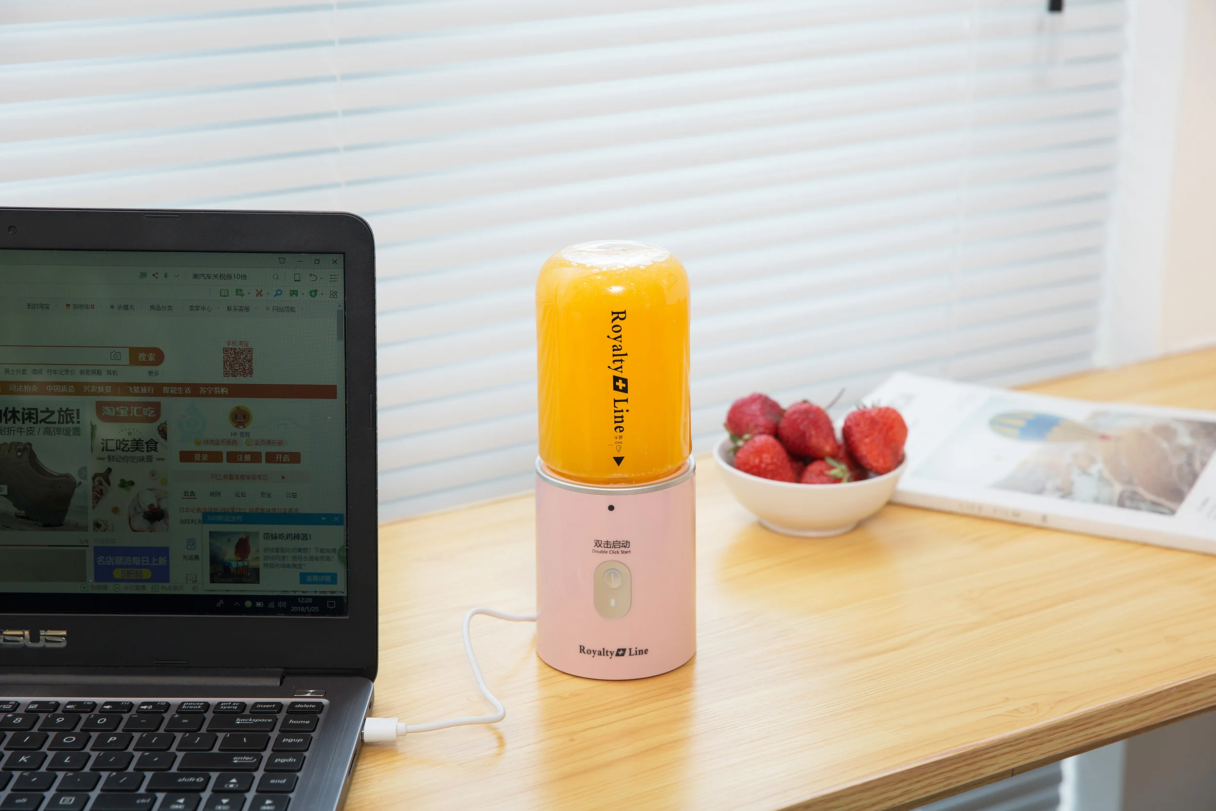 
Portable Mini Juicer Juice Machine USB Rechargeable Blender Mixer double click start Household Small Juice Extract fashionable 