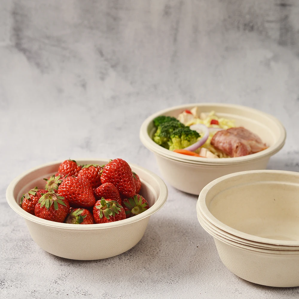 Eco-friendly Compostable Disposable soup bowls biodegradable bagasse pulp paper tableware
