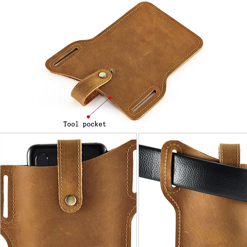 Genuine Leather Male Waist Pack Phone Pouch Bags Waist Bag Quality Cowhide Man Belt Pouch Purse Bag for Phone New