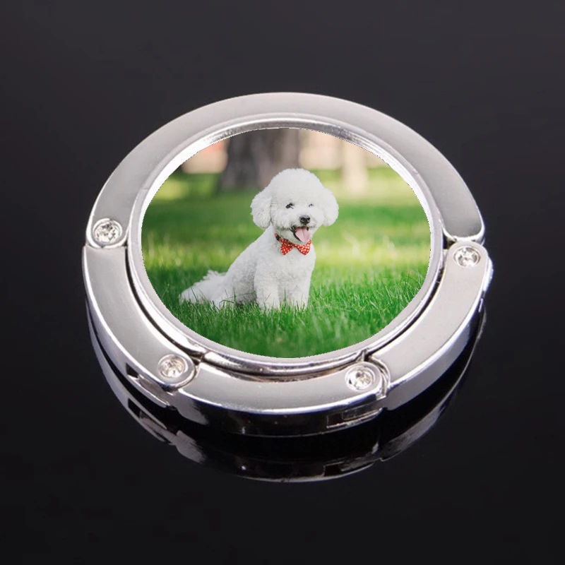 Aluminum Sublimation bag hanger Blank custom logo lady purse holder bag hook foldable restaurant table handbag holder