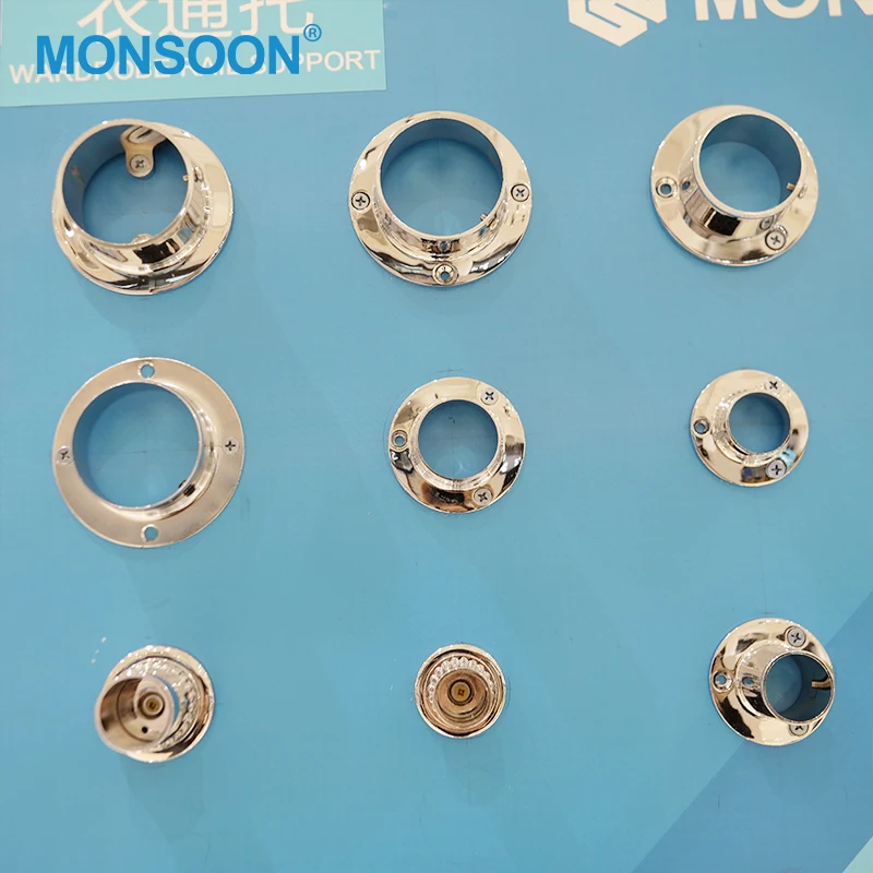 Steel Wardrobe Rail Holder  Furniture Round Tube Flange