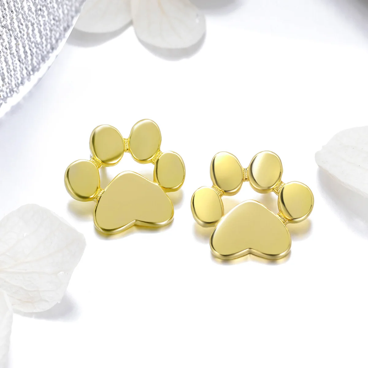 Lovely pet dog paw print S925 sterling silver personality earrings for girls