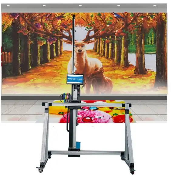 Automatic 3d UV Ink Vertical floor Ground Wall Inkjet Printer Printing Painting Machine on Wood Paper Glass Metal Packing Space