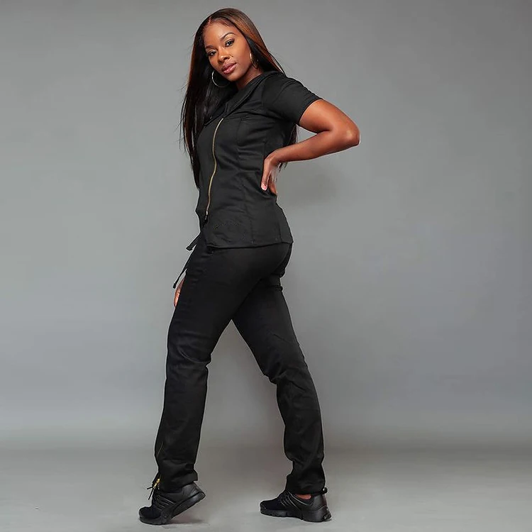 Oem Hospital Uniform Zip Reusable Stretchy Anti-bacterial Beautician Scrubs Uniforms Nurse Uniform Medical Scrubs