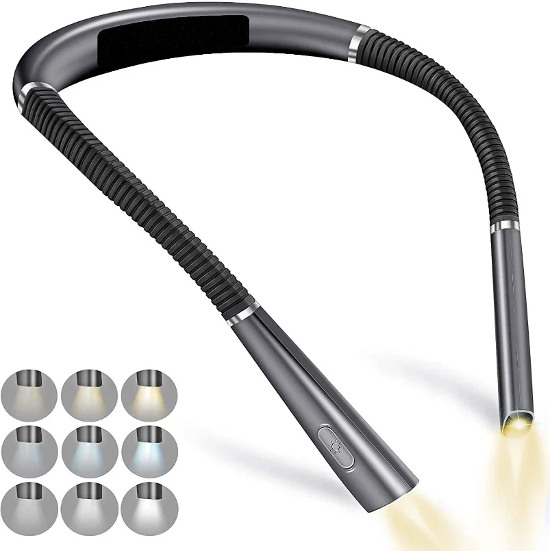 LED Neck Reading Light Book Light for Reading in Bed 3 Colors Gift Box Small Living Room Gray Lithium Flexible 70 Luz Led Mano