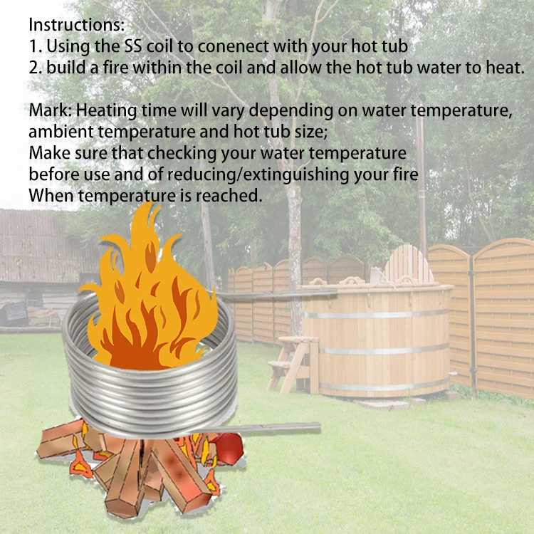 Pool Heater With Fire Heating Spiral Wood Stainless Steel Coil Firetwister Basic