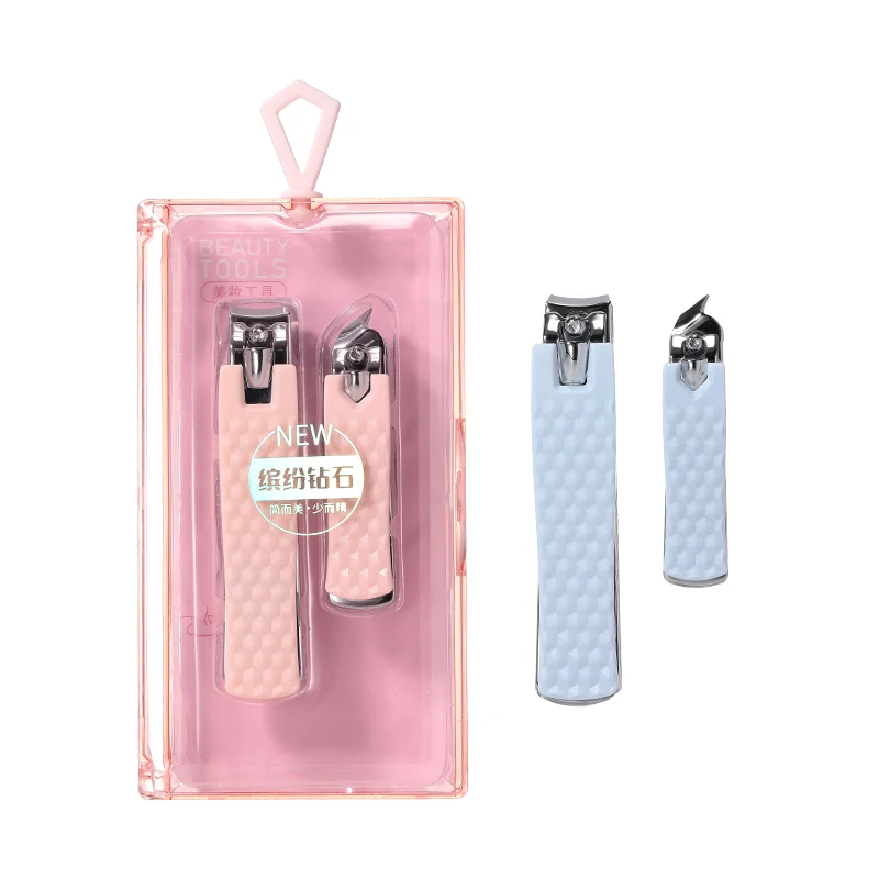 LMLTOP 2pcs Round Slant Edge Nail Cutter Carbon Steel Small Big Portable Finger Clipper With File for Home Salon SY540-41