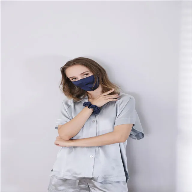 Jili 3 layer premium mulberry silk black Silk Face Mask with filter available