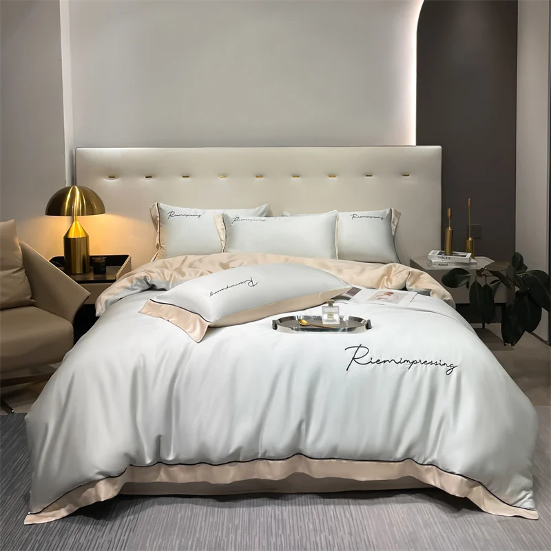 High Quality Satin Bedding Set 100% Polyester duvet cover bed sheets 4pieces home bedding set