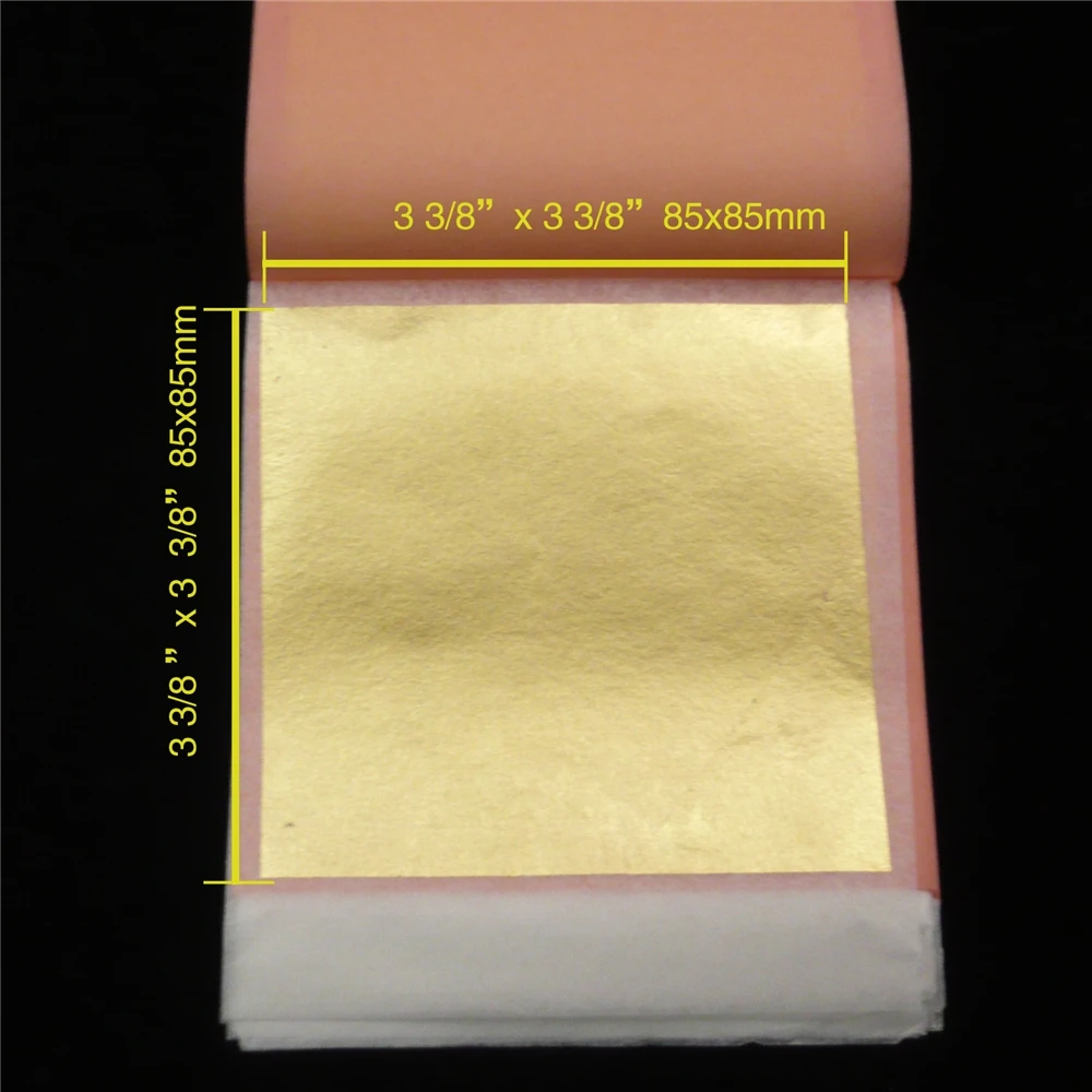 Thicker Gold Leaf 8 X 8 cm 18 K Pure Genuine Gold Leaf booklet Transfer Gold Foil Sheets for Craft Church Gilding Decorative
