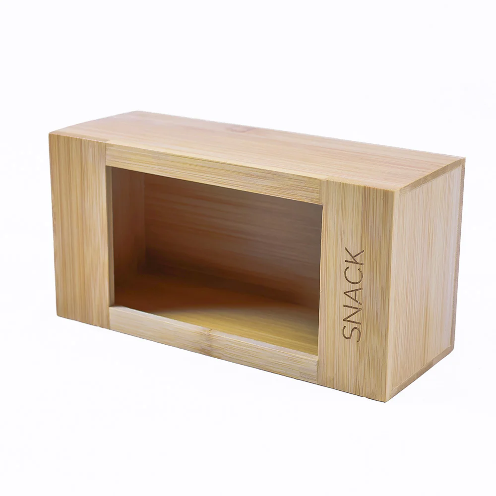 Customized Modern Design Bamboo Box Wholesale Cuboid Snack Container Kitchen Livingroom Storage Multifunctional Household Square
