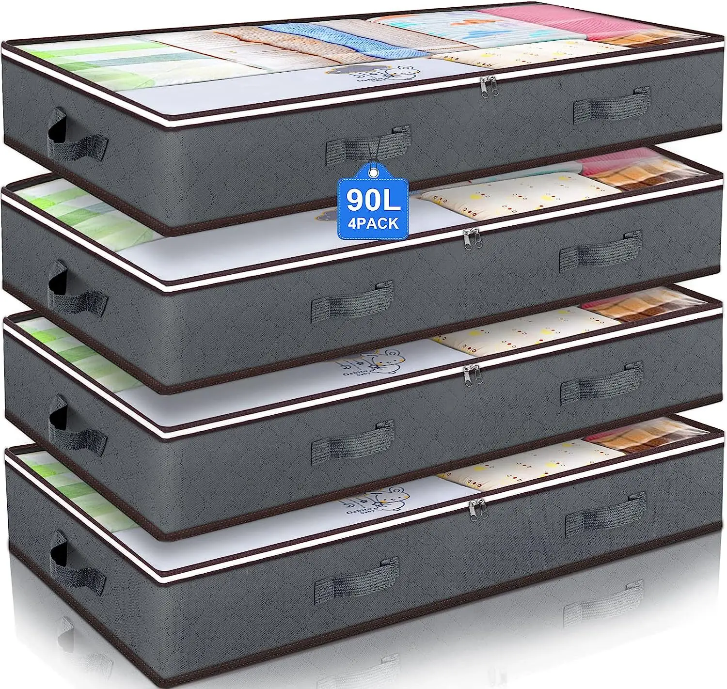 Under Bed Storage Containers, Closet Organizers and Storage Bins, Underbed Clothes Storage with Clear Window