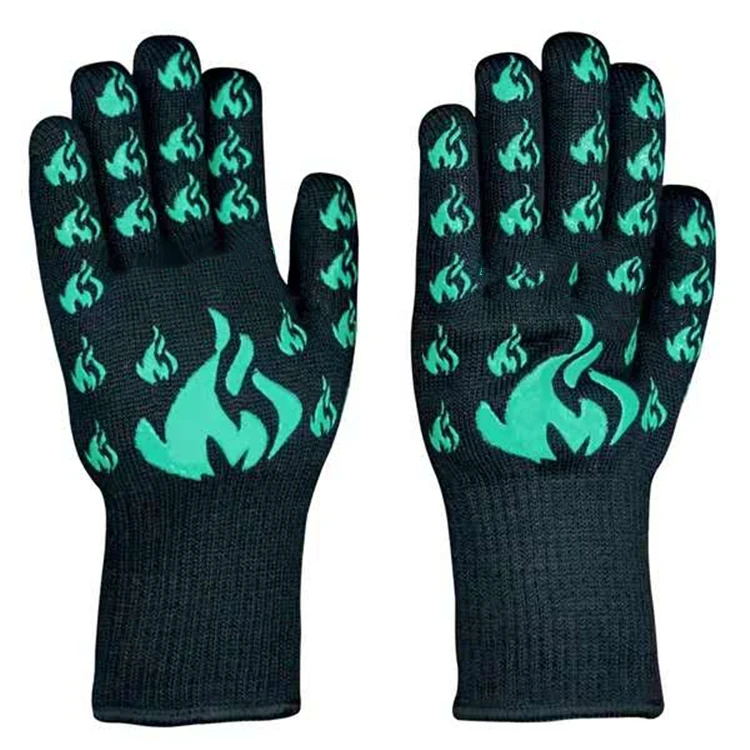 Outdoor barbecue gloves non-slip high temperature resistant gloves to protect hands