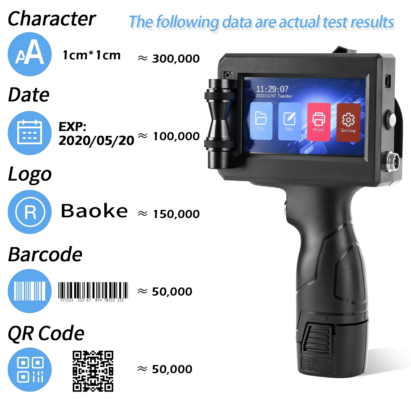 Portable Handheld Inkjet Printer for Board Stone Metal pipe Code Printing Machine for plastic carton eggs