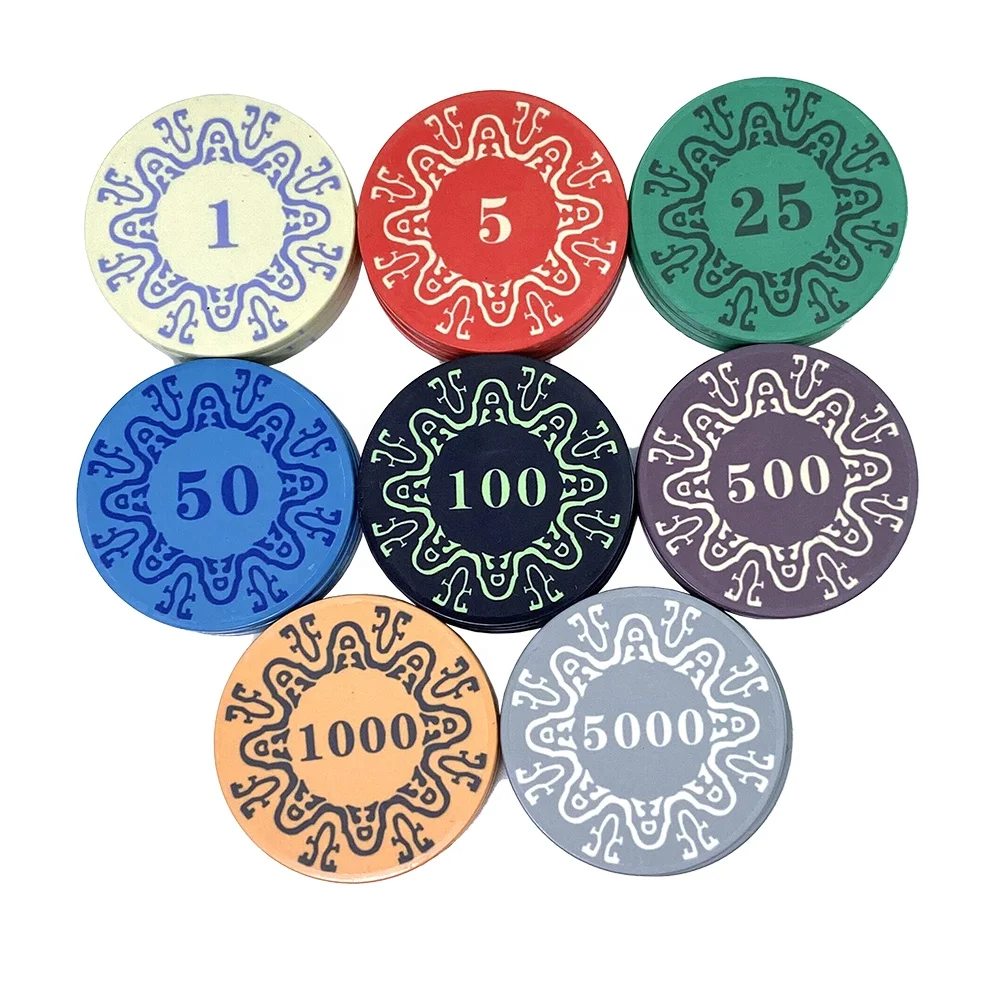 RTS free design custom logo pork chips ceramic  39mm with 10g with digital value on chips factory supply for casino table game