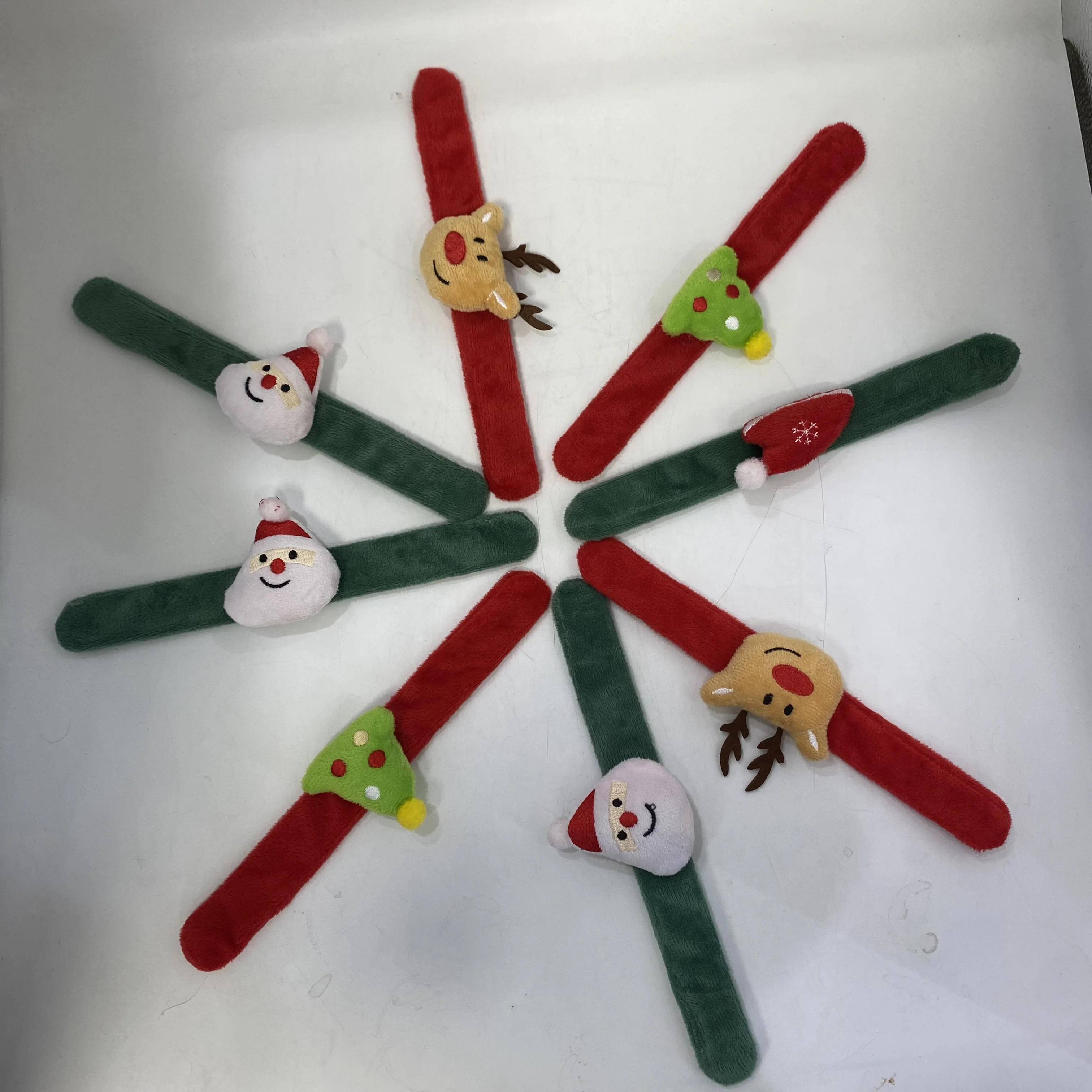 Christmas Day Plush Animal Slap Ring Wrist Band Plush Leopard Festival Clap ring Cartoon animal bracelet Toy multi colors