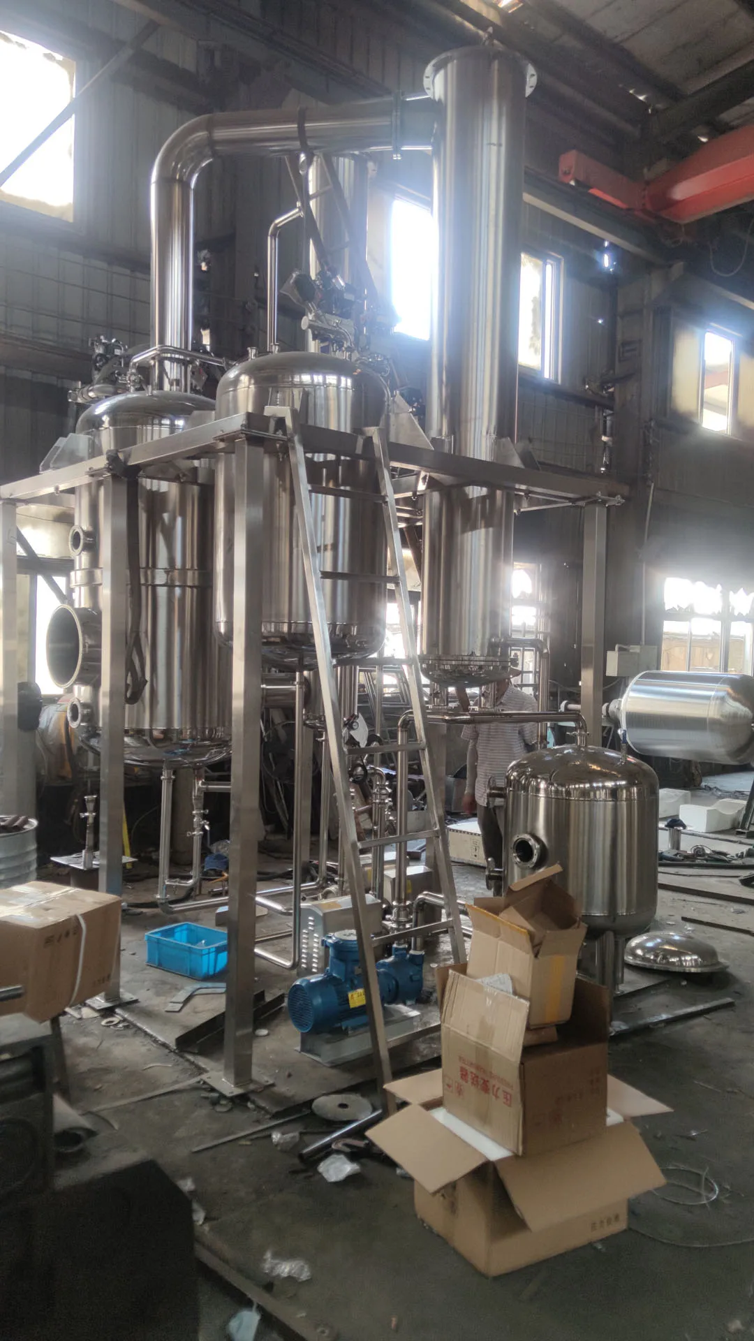 Single Effect Falling Film Evaporator For Ethanol Recovery Used For Herb Extraction