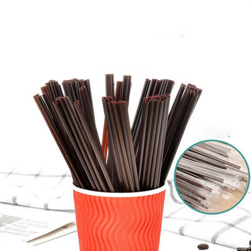 
100% Biodegradable Compost Cornstarch Small Size Coffee Hot Milk Take Way Plastic Straw Opp Bag Stainless Steel Drinking Straws 
