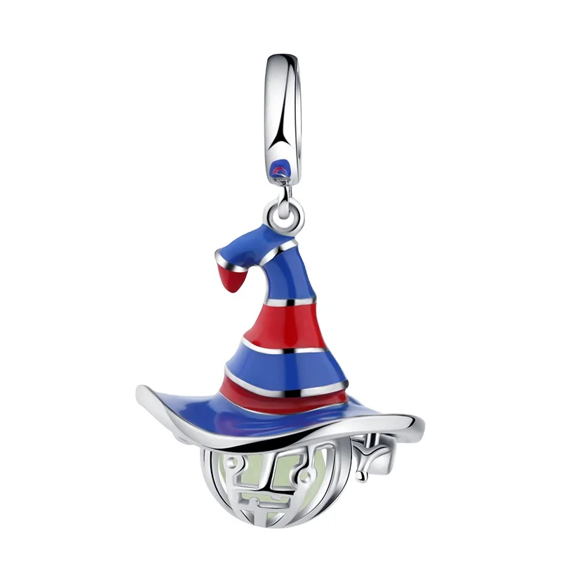 New arrival silver 925 witch hat Glowing Pendant Charm Fit Authentic Europe bracelet fashion DIY Jewelry for women Gifts