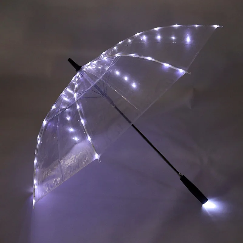 Merchant Direct Sale Hot Selling New Lighting Umbrella Fashion Transparent Led Umbrella With Flashlight