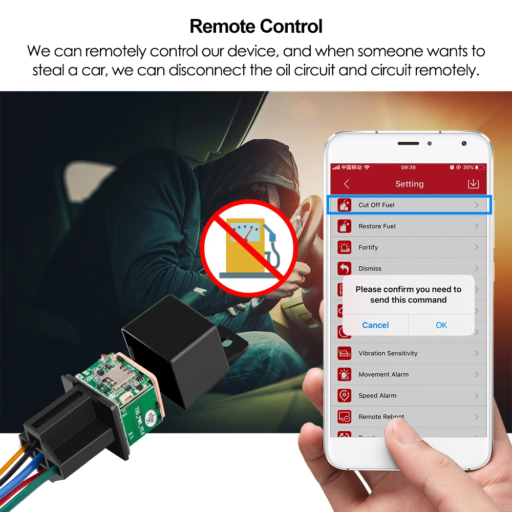 Micodus MV730 Drones Relay GPS Tracker With Vibration Cut Off Fuel Alarm Car Navigation Gps Tracking Device MV720