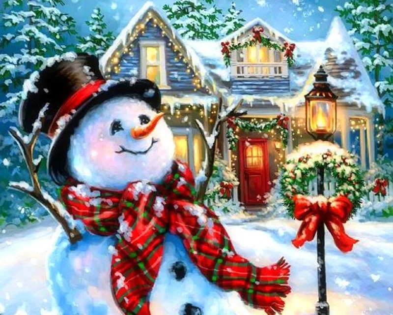 30*40 cm full drill mosaic cross stitch wall hanging arts crystal crafts handmade Christmas snowman diamond painting