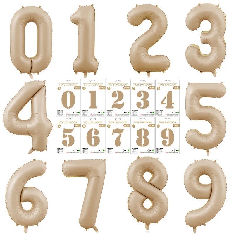 32Inch  cream color  Caramel color   Number Balloon  Birthday Party Supplies