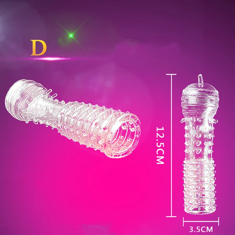 High Elasticity Reusable Penis Extender Sleeve Crystal Condom Delay Ejaculation Sex Toys For Men Intimate Goods
