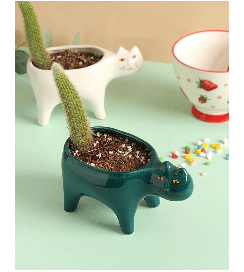 Creative  Cat Tail  ceramic pots for plants Home and Garden Decoration for Flower Pots covers Succulent plant pot Indoor Plants