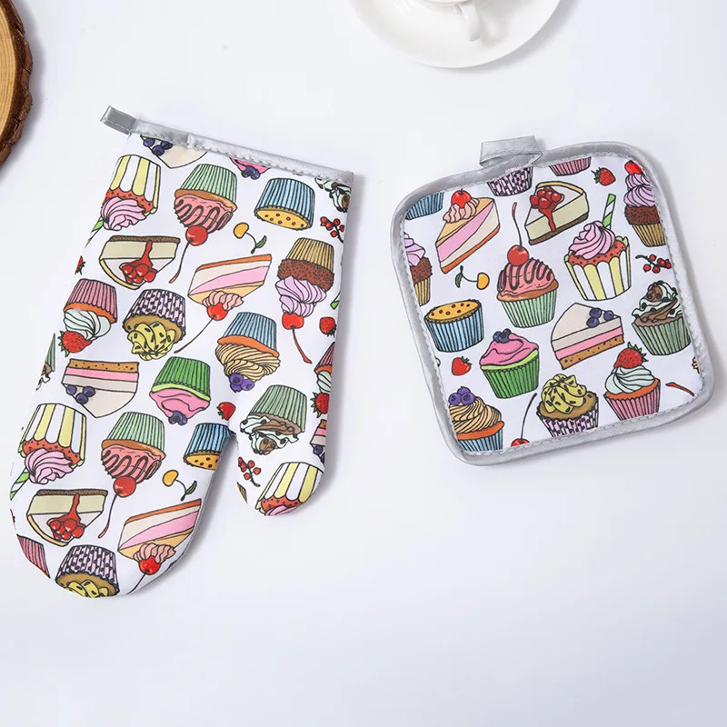 Wholesale Sublimation Heat resistant Kitchen Custom Oven Mitts and Pot Holders Sets