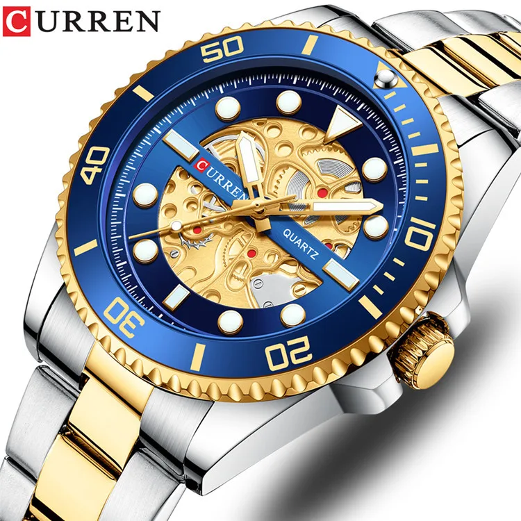 CURREN 8412 зрелые очаровательные мужские деловые кварцевые часы Элитные с ремешком из нержавеющей стали наручные