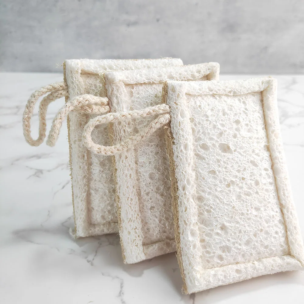 Reusable Loofah Wood Pulp Dish Luffa Sponge Scouring Pads Kitchen Magic Sponge Natural Washing luffa Sponge