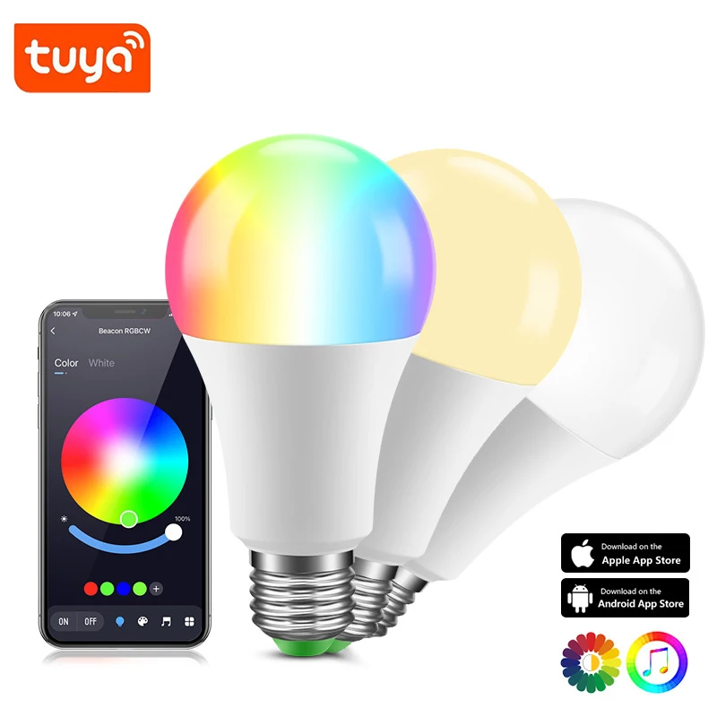 E27 A60 A65 Tuya App control Wifi+bule mesh beacon 9W 12w  Dimmable RGB+CCT adjustable with remote control