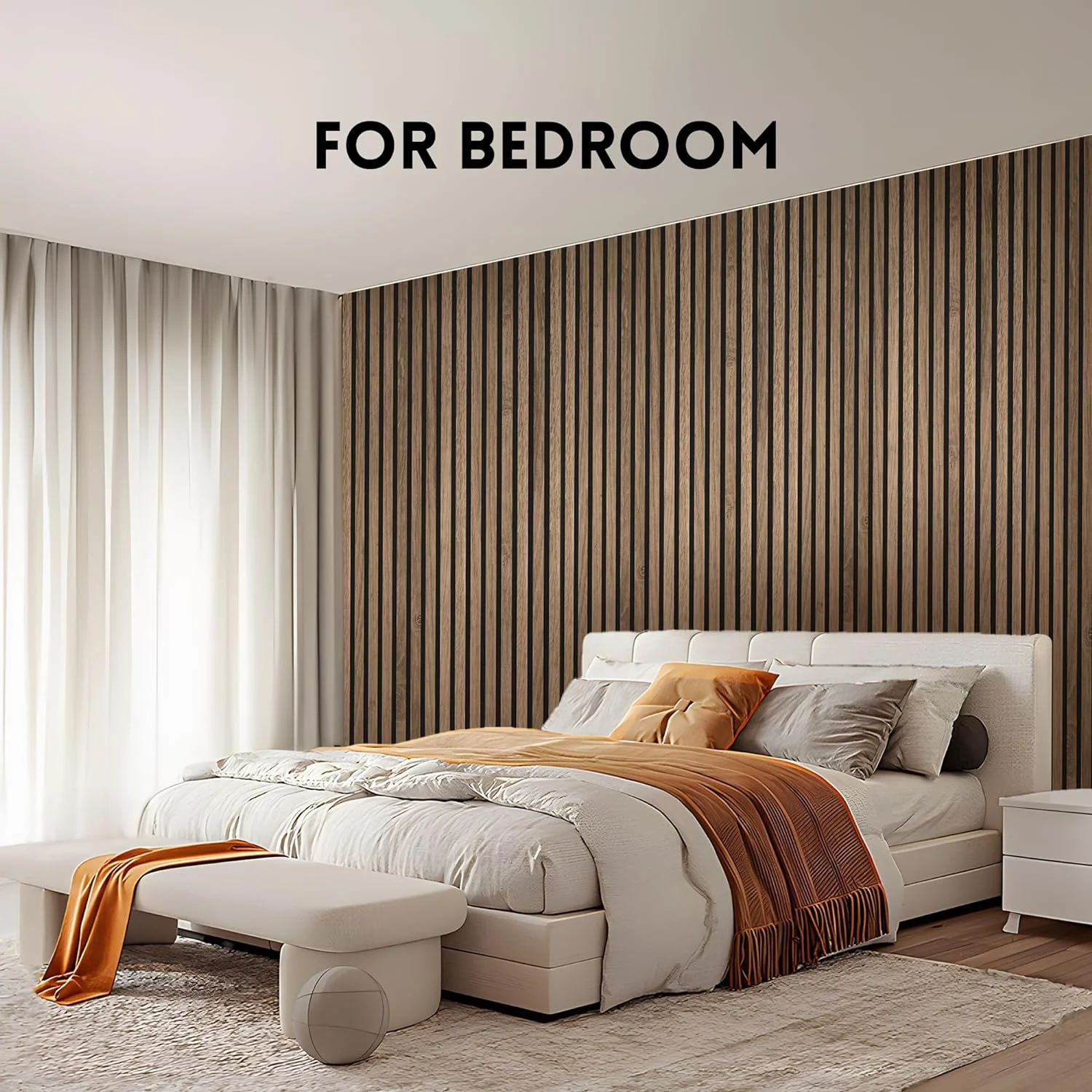 Home Cinema Easy DIY Fluted Acoustic Wall Panel Natural Walnut Veneer MDF Slat Sound Insulation Panel for Wall and Ceiling