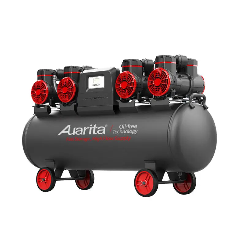 Портативный воздушный компрессор Auarita 750 Вт * 4 1 л.с. 120 л 4-цилиндровый промышленный безмасляный бесшумный Электрический