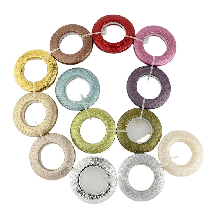 New coming contemporary colorful eyelet ring plastic beautiful curtain rod rings